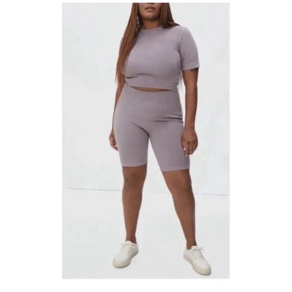 Everlane The Seamless Bike Shorts Women's XXL/XL Purple Ribbed NWT
